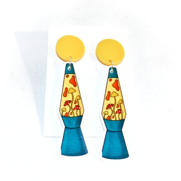 Trippy mushroom lava lamp earrings - Picture 1 of 10